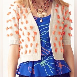 Anthropology Sparrow tufted dots open front cardigan, large